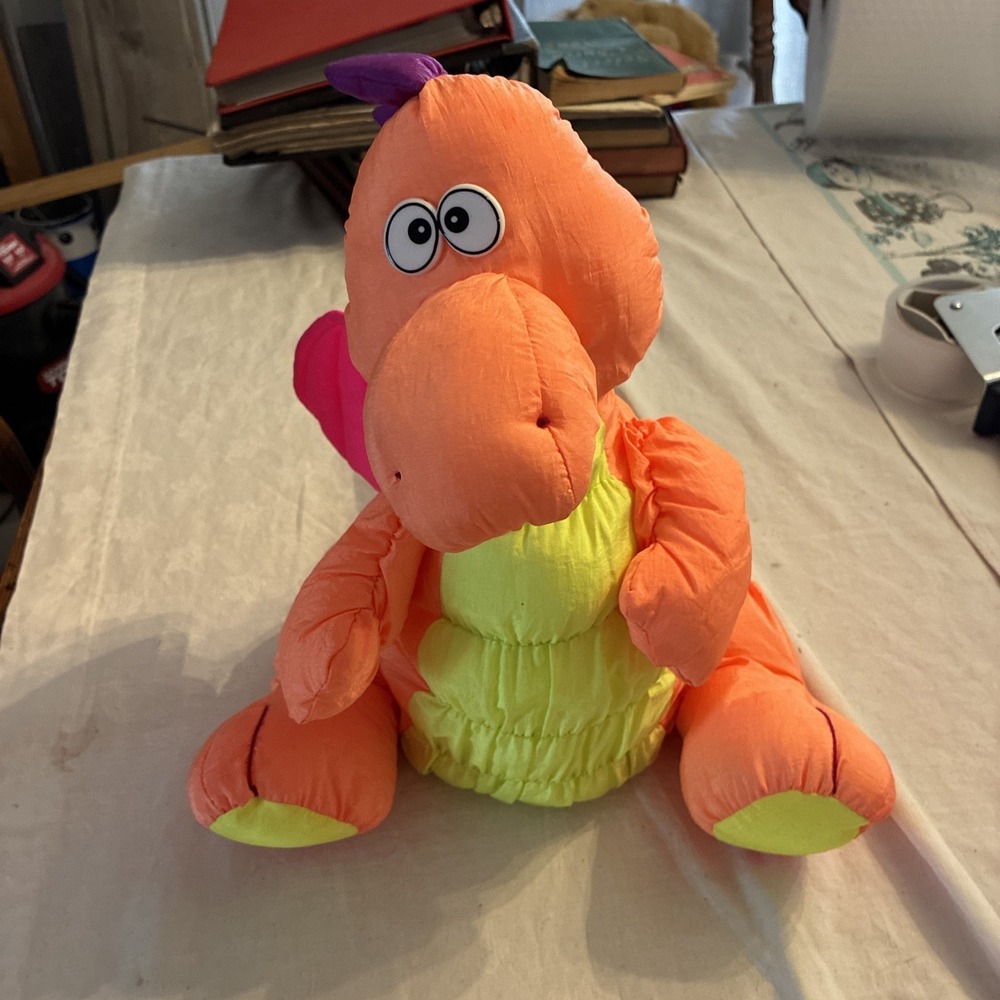 Trendmasters Stuffed Orange Dragon 1992 Parachute Style